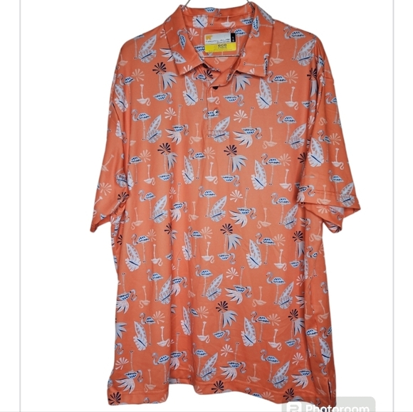 3 For $25 Nicklaus Eco Choice Men's Flamingo Polo Shirt Size L - Picture 1 of 5